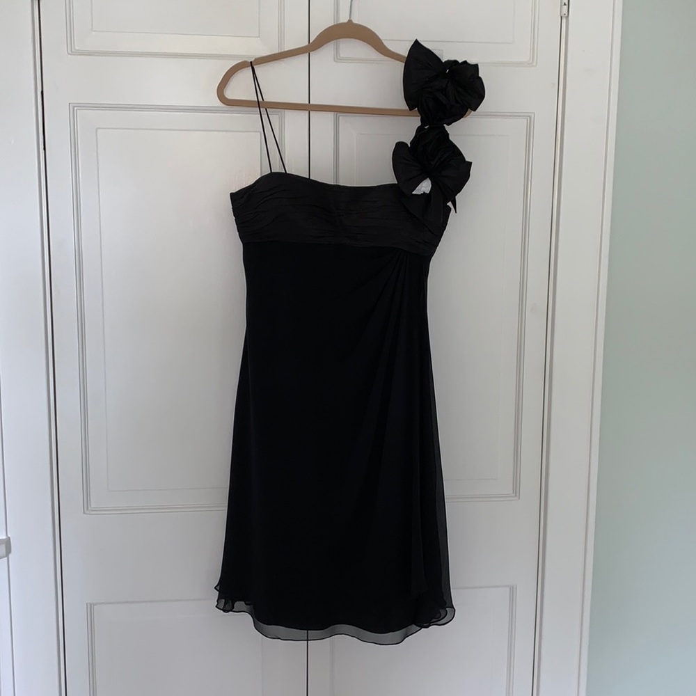 Black silk chiffon cocktail dress